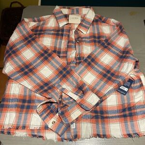 Lucky Brand super soft Flannel with fringe edge L